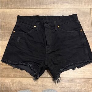 Wrangler Black Frayed Jean Shorts